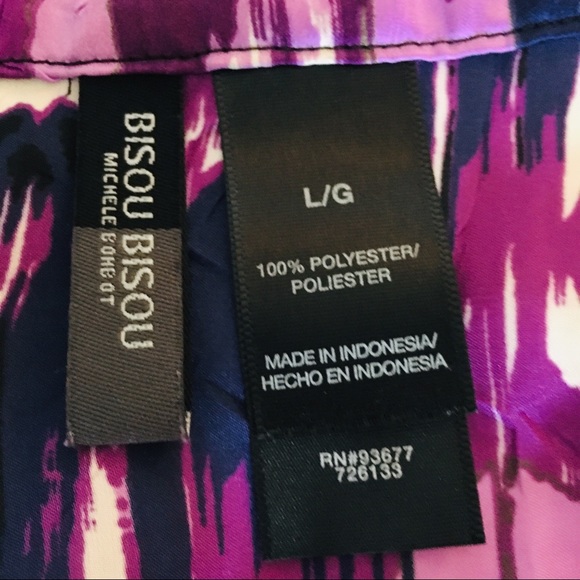 Bisou Bisou Large L Deep V-Neck Purple Tank Shirt - Picture 4 of 8